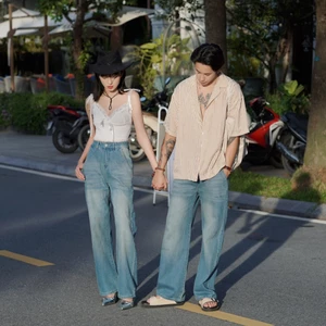 WHY.NOT - Quần Jeans Nam Ống Suông WHY NOT SKY BLUE BOYFRIEND JEAN - Quần Bò Nam Nữ Ống Suông Rộng
