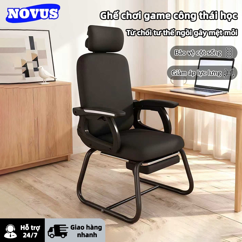NOVUS Ghế Gaming Văn Phòng Lưới Thoáng Khí - Bảo Vệ Cột Sống Giảm Áp Lực Lưng - Đệm Bọt Cao Tính Nảy Mềm Mát Da