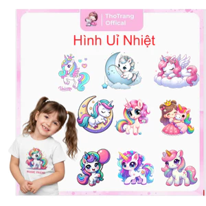 Hình ủi nhiệt quần áo mẫu unicorn nhiều mẫu,nhiều size, ủi tại nhà bằng bàn ủi