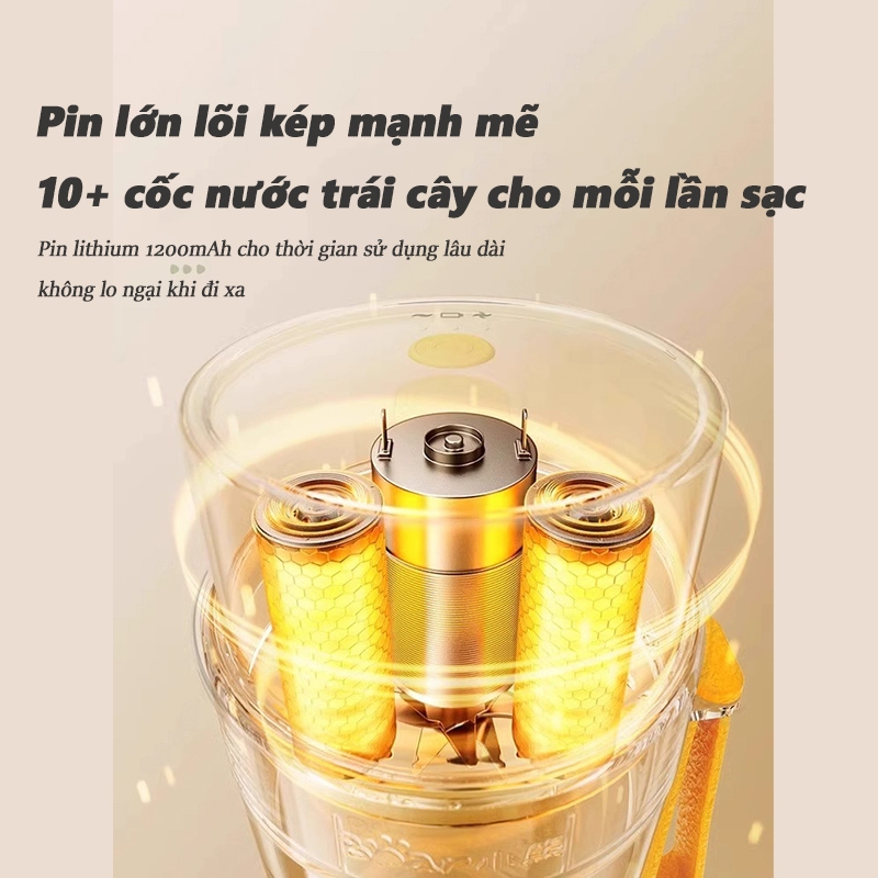 【Bảo hành3 năm miễn phí】Máy Xay Sinh Tố Cầm Tay- Dung tích 480ml - Lưỡi 304 – Xay Đá,Xay Trái Cây- Sạc Type-C