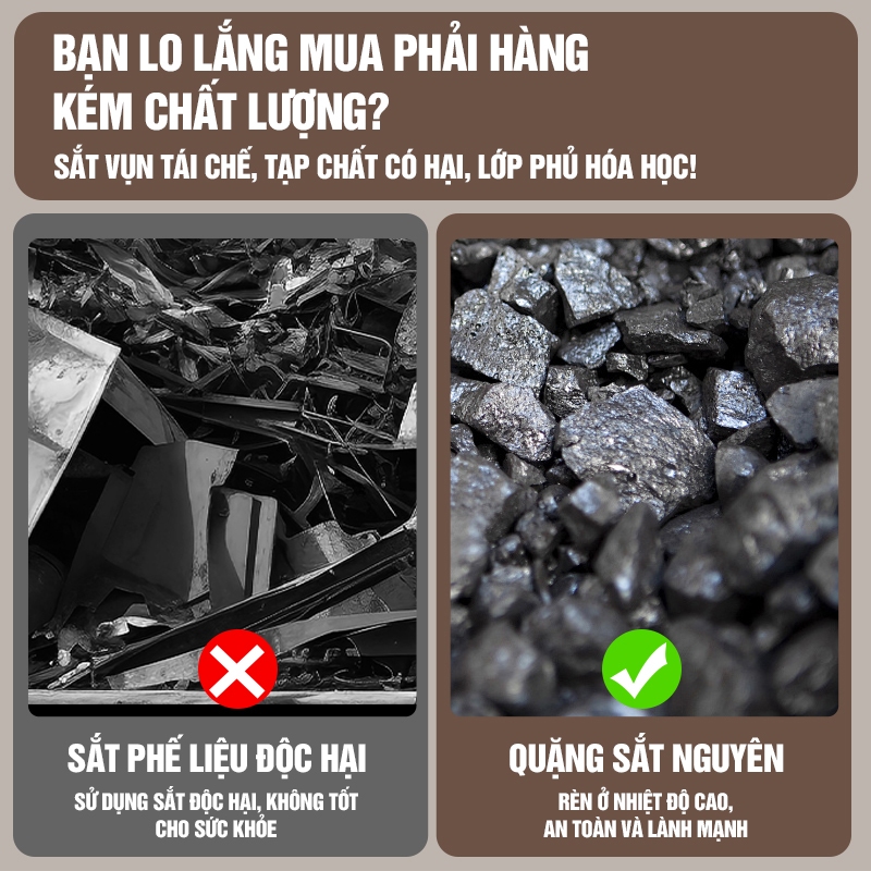 Kaleis Chảo Gang Chống Dính Đa Năng 20/26cm, Làm Bánh Xèo, Rán, Phù Hợp Mọi Loại Bếp