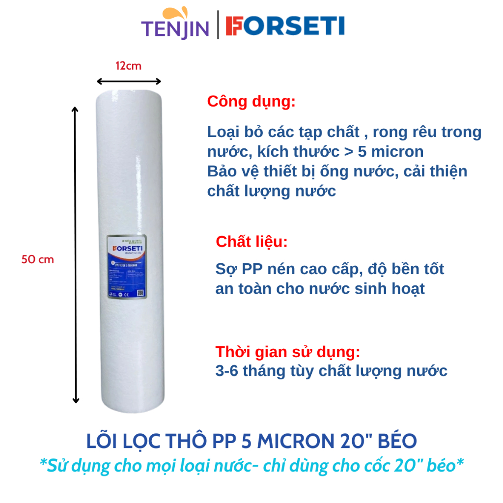 Bộ Lọc Tổng Đầu Nguồn Gồm 2 Cốc Béo Xanh 20 Inch Lắp Sẵn Loại 1 Dày Dặn Kèm Giá, Gông,Lọc Tổng Sinh Hoạt