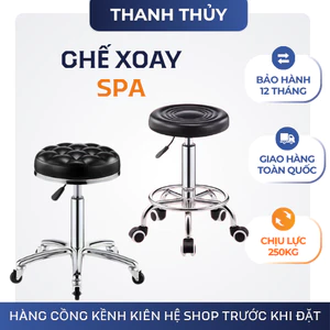 Ghế tròn xoay spa nệm da cao cấp có bánh xe – Ghế kỹ thuật viên salon, nail, spa điều chỉnh độ cao