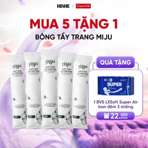 Combo 5 Bông tẩy trang Miju - 100% cotton - Dập viền - Không xơ bông