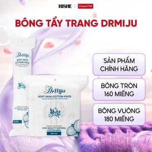 Bông tẩy trang Drmiju tròn 160 miếng– Mềm Mịn, Thấm Hút Tốt, Không Xơ Bông
