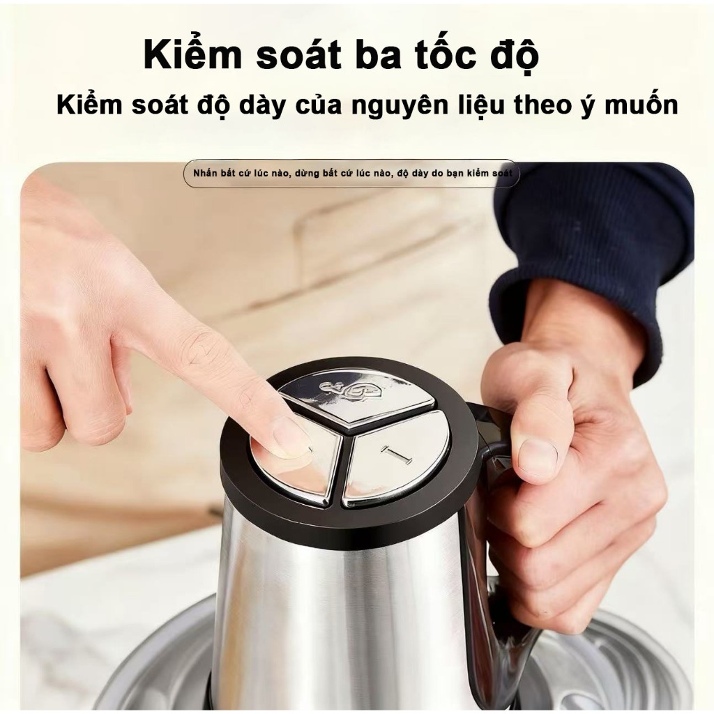【Bảo hành 3 năm】-Máy xay thịt đa tốc độ 2027new 2 Lít  kính cường lực nhìn thấu, 4 lưỡi cắt sắc bén, dung tích