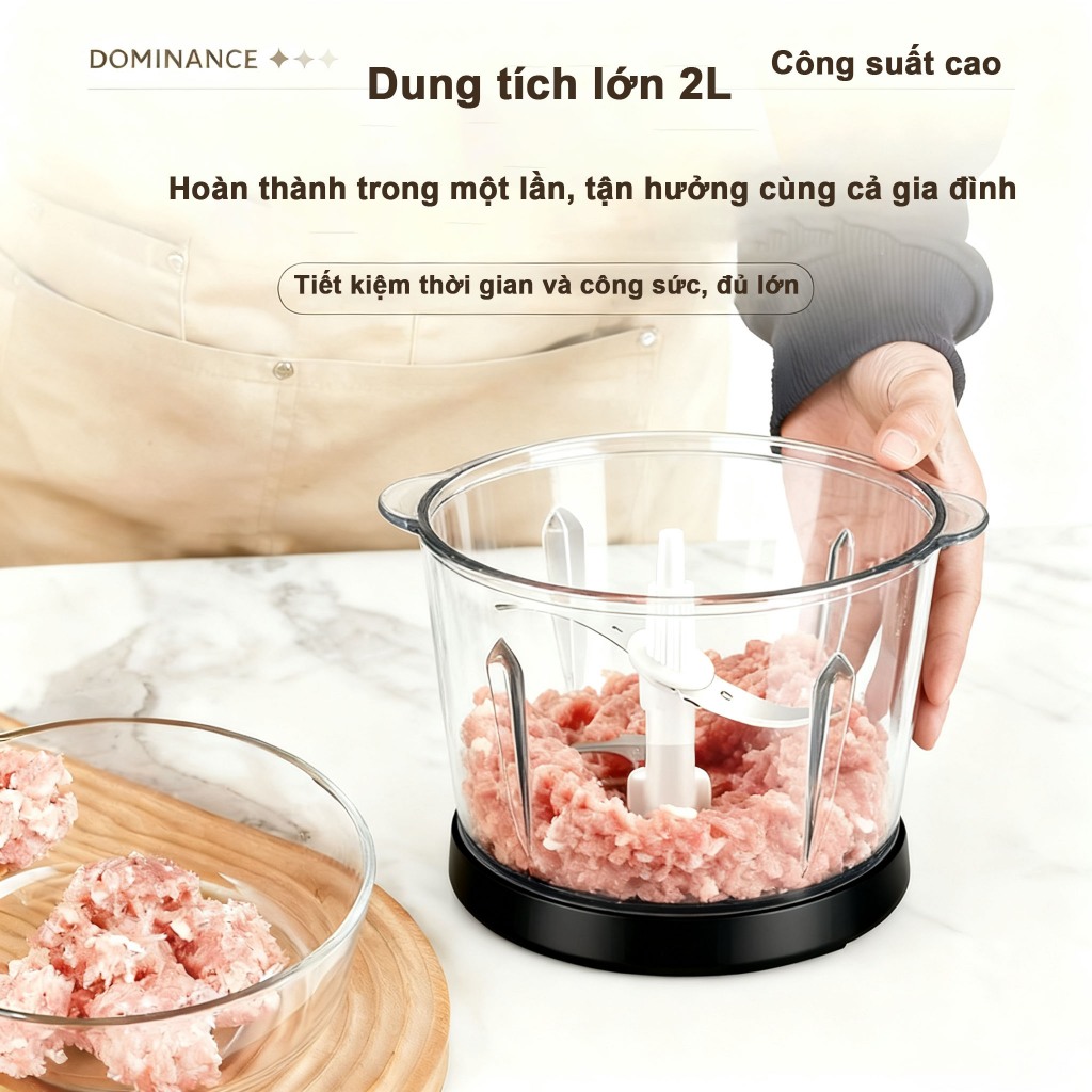 【Bảo hành 3 năm】-Máy xay thịt đa tốc độ 2027new 2 Lít  kính cường lực nhìn thấu, 4 lưỡi cắt sắc bén, dung tích