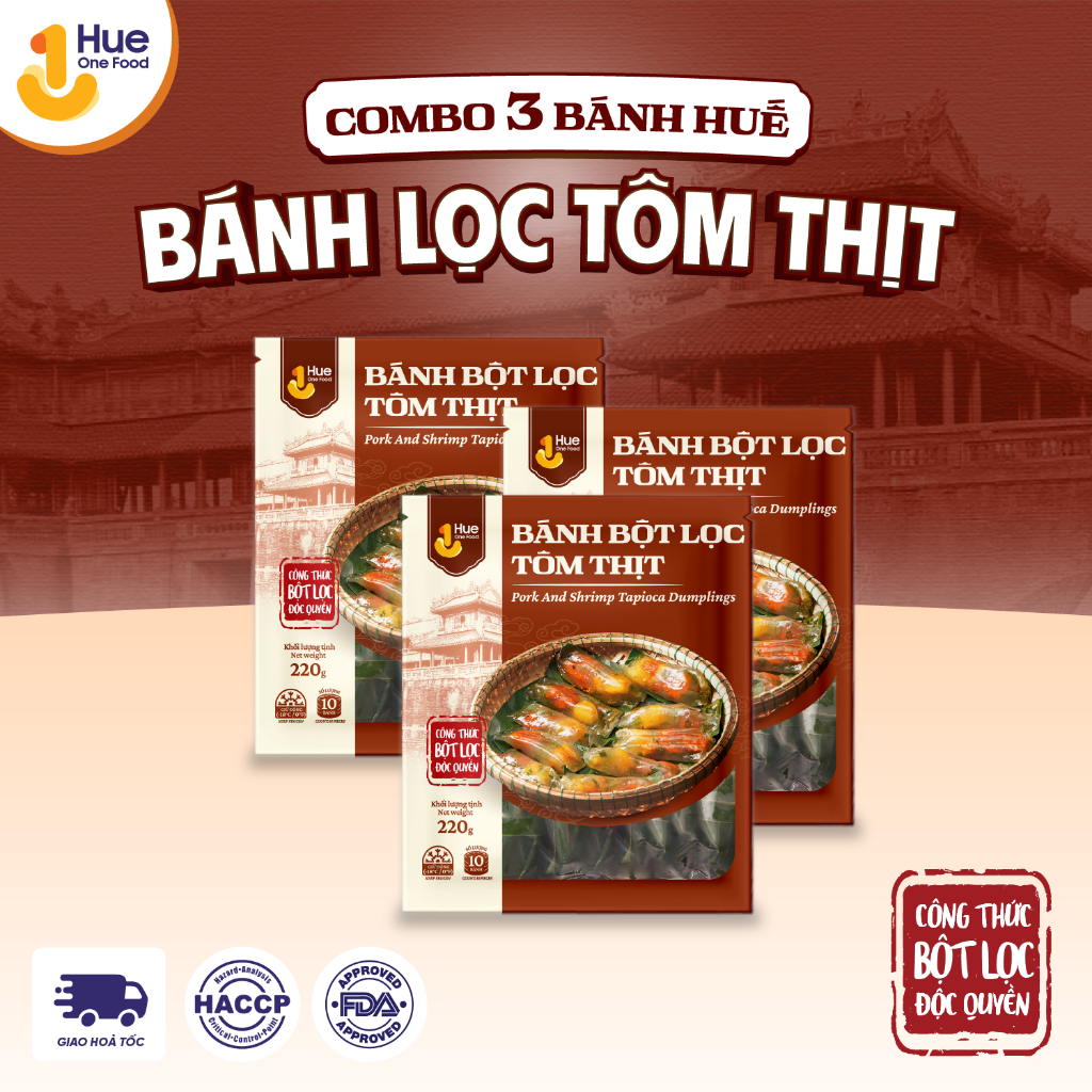 Bánh Bột Lọc Huế Chính Gốc Huế, Ngon đậm đà, Đặc Sản Huế - Thùng 3 túi(10c/túi) Hue One Food | BigBuy360 - bigbuy360.vn