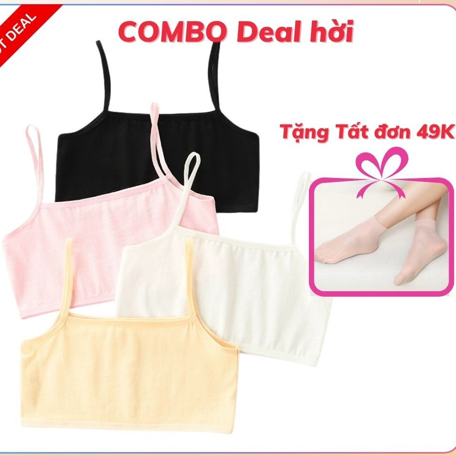 COMBO 4 Áo lá bé gái tuổi dậy thì cotton mỏng nhẹ thoáng mát- Áo lót học sinh kiểu basic b032 LANIXA