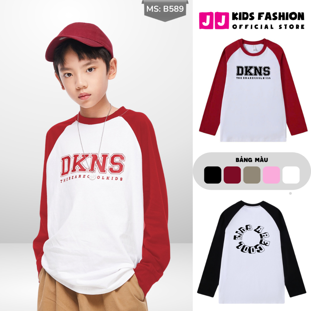 Áo Thun Dài Tay Xuân Thu Cho Bé Trai, Bé Gái In Hình Năng Động, Cổ Tròn | JJ Kids Fashion