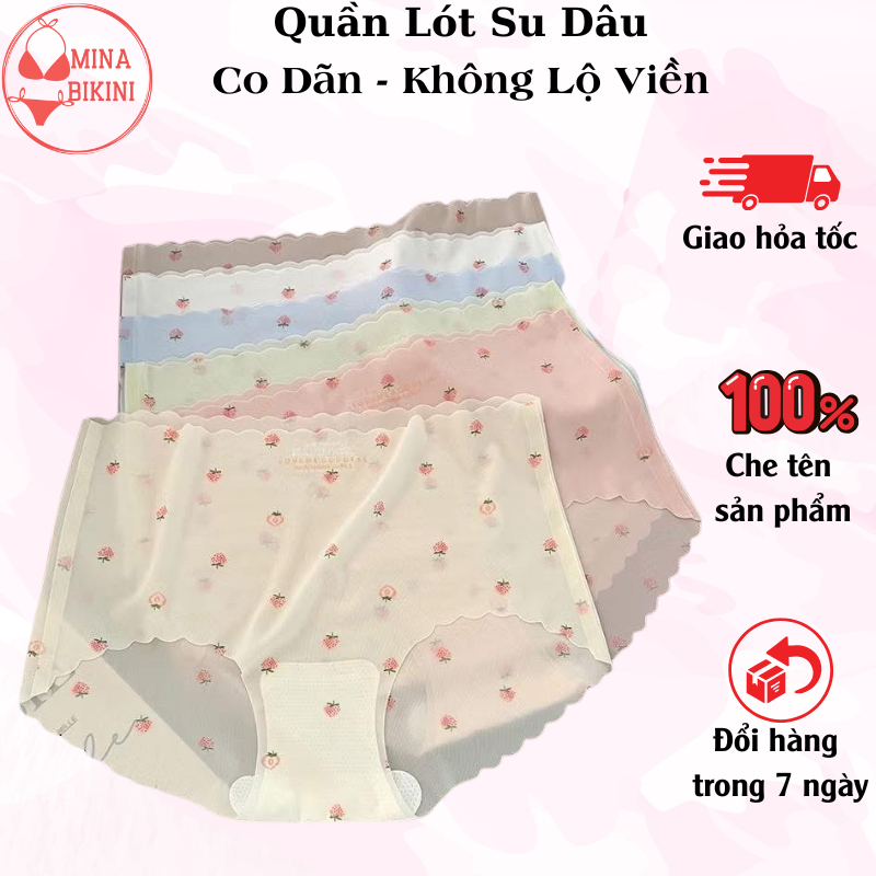 Combo 10 Quần Lót Nữ Su Thạch Hình Dâu Tây, Quần Lót Tàng Hình, siêu nhẹ kháng khuẩn dolotngandao