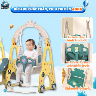 Cầu Trượt Xích Đu Pakey ÔTÔ, Tên Lửa Cầu Trượt Cho Bé TẶNG KÈM BÓNG RỔ Chịu tải 50kg Hàng Dày Dặn