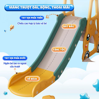 Cầu Trượt Xích Đu Pakey ÔTÔ, Tên Lửa Cầu Trượt Cho Bé TẶNG KÈM BÓNG RỔ Chịu tải 50kg Hàng Dày Dặn