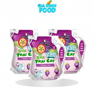 Sữa trái cây KUN dạng túi hương nho/ cam/ dâu/ lúa mạch - 110ml/túi