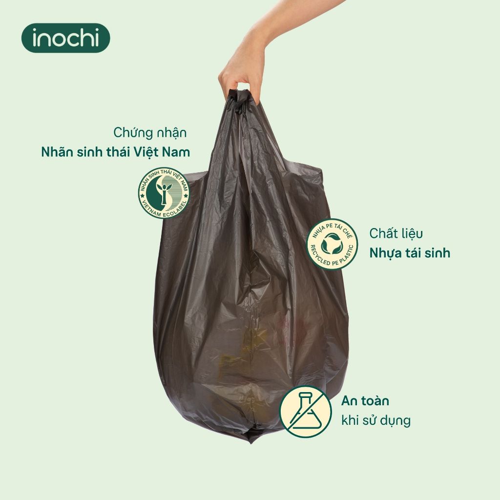 [CUỘN LẺ] TÚI RÁC MORI-Inochi thành phần nhựa tái sinh CÓ QUAI hương chanh/lavender, kháng khuẩn, khử mùi