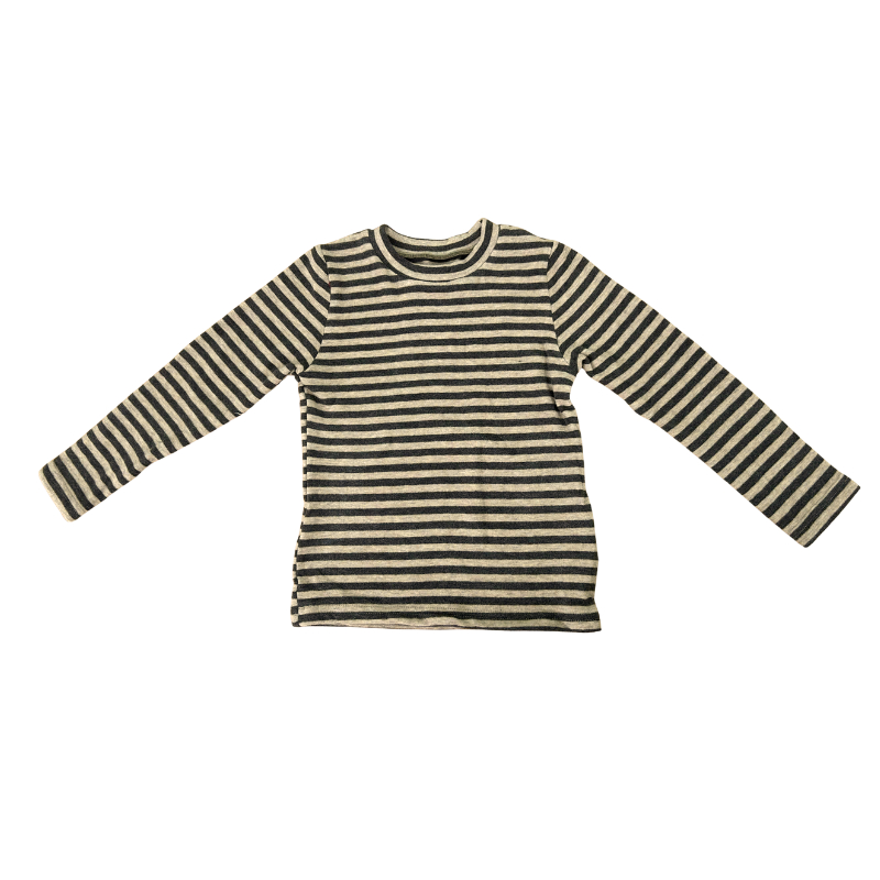 Áo Thun Tay Dài Bé Gái Hania Kids Chất Cotton Co Giãn, Họa Tiết Kẻ Ngang Màu Nâu Cà Phê