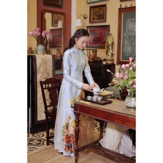[BST TẾT 2026] Áo dài cách tân AD248 - QD044 dáng ôm tay dài phối tà rộng mềm mại