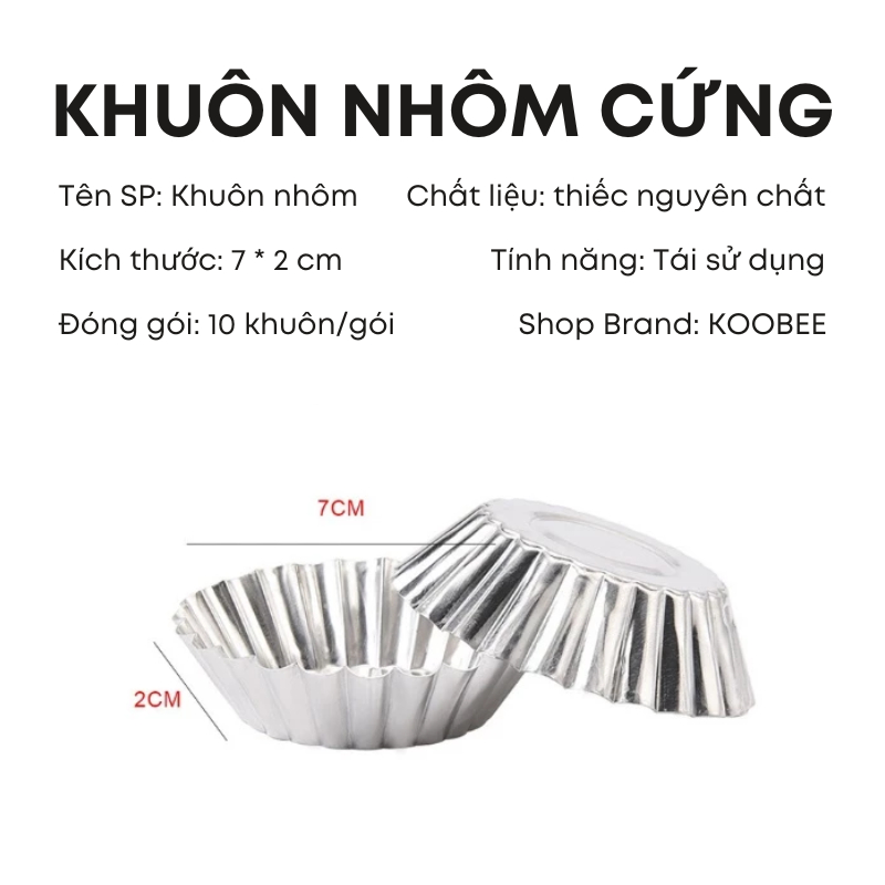Combo 10 Khuôn Làm Bánh Tart Trứng, Bánh Bò, Bánh Khọt, Hàu Nướng – Dẫn Nhiệt Tốt, Dễ Vệ Sinh, Tái Sử Dụng | PKB17