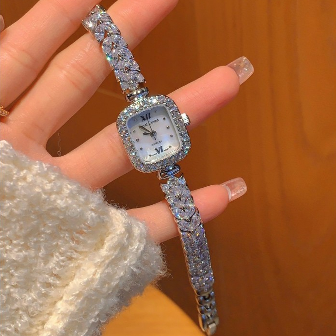Đồng Hồ Nữ Chính Hãng Royal Crown 1514 Jewelry Dây Kim Loại Đính Đá Chống Nước Chống Xước