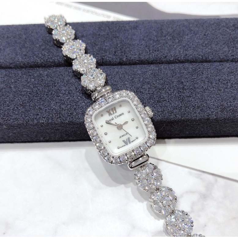 Đồng Hồ Nữ Chính Hãng Royal Crown 1514 Jewelry Dây Kim Loại Đính Đá Chống Nước Chống Xước