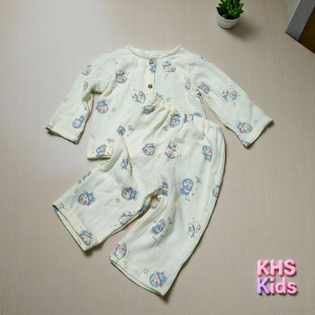 Bộ Đồ Dài Tay Cho Bé Xô Muslin - Mát Mẻ Mùa Hè, Ấm Áp Mùa Đông