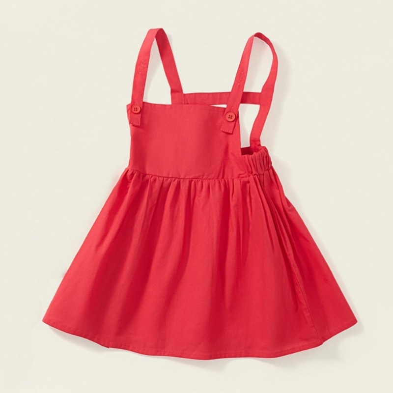 Váy Yếm Bé Gái Hania Kids Màu Đỏ Dễ Thương Phong Cách Cổ Điển