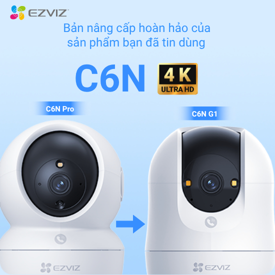 Camera EZVIZ C6N G1 8MP - Góc siêu rộng, Nhận Diện Người và Thú Cưng, True WDR Giảm Chói Sáng, Chạm Gọi Nhanh