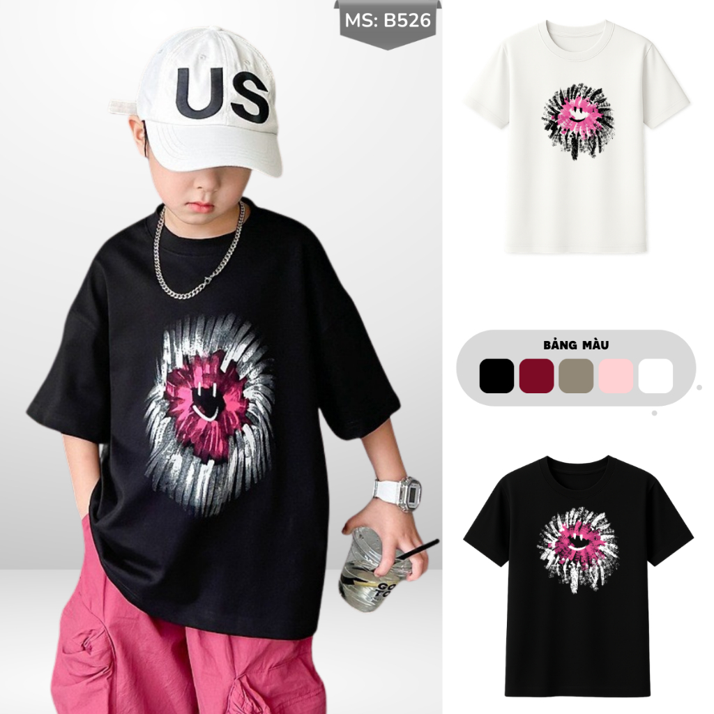 Áo Thun Ngắn Tay Mùa Hè Cho Bé Trai, Bé Gái In Hình Năng Động, Cổ Tròn B526 | JJ Kids Fashion