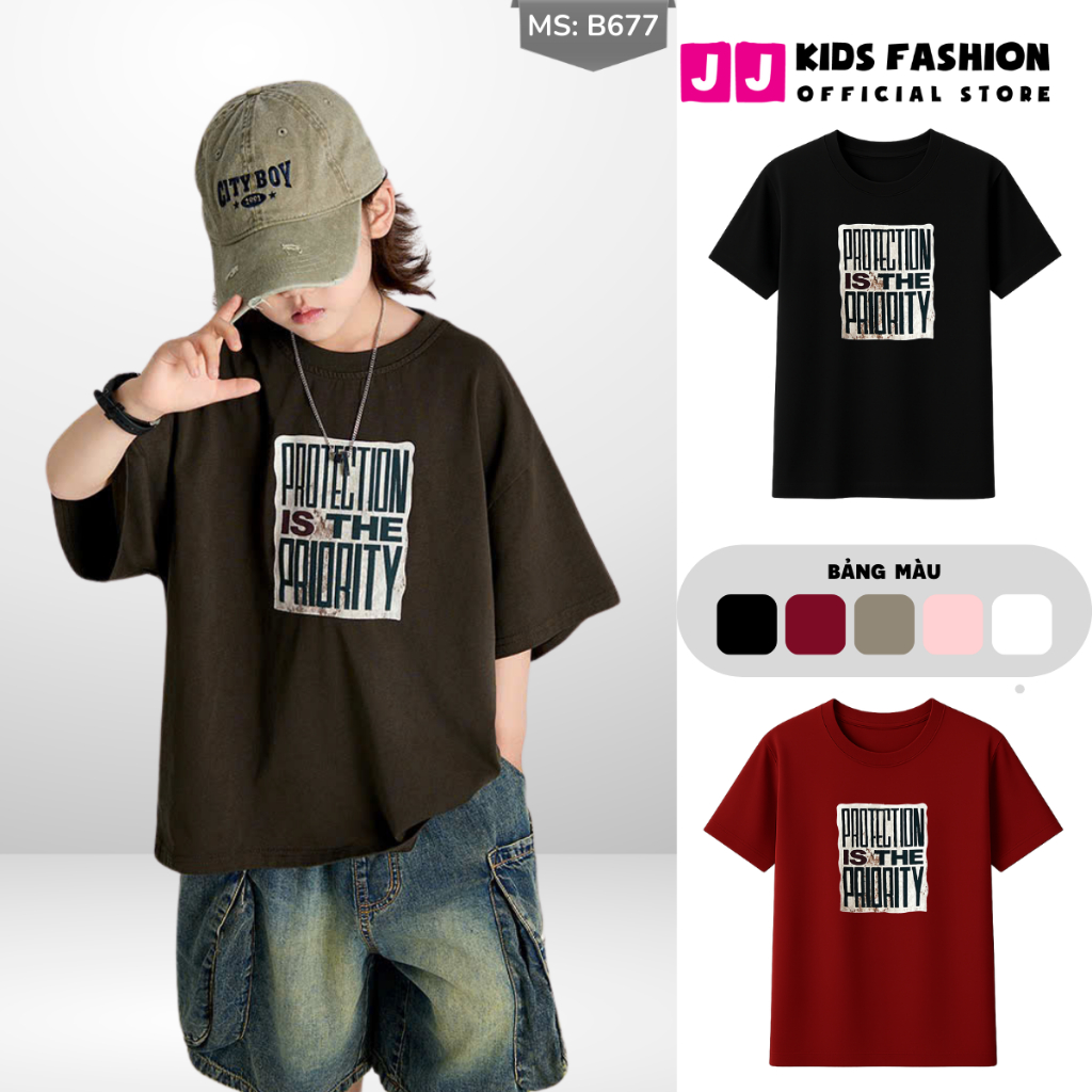 Áo Thun Ngắn Tay Mùa Hè Cho Bé Trai, Bé Gái In Hình Năng Động, Cổ Tròn B577 | JJ Kids Fashion