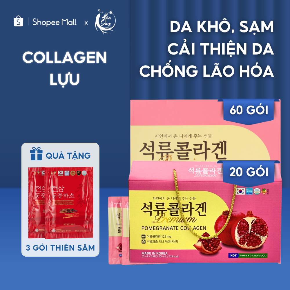 Nước Collagen Lựu Hàn Quốc K P Korepharma – Uống Trắng Da, Hộp 20 Gói