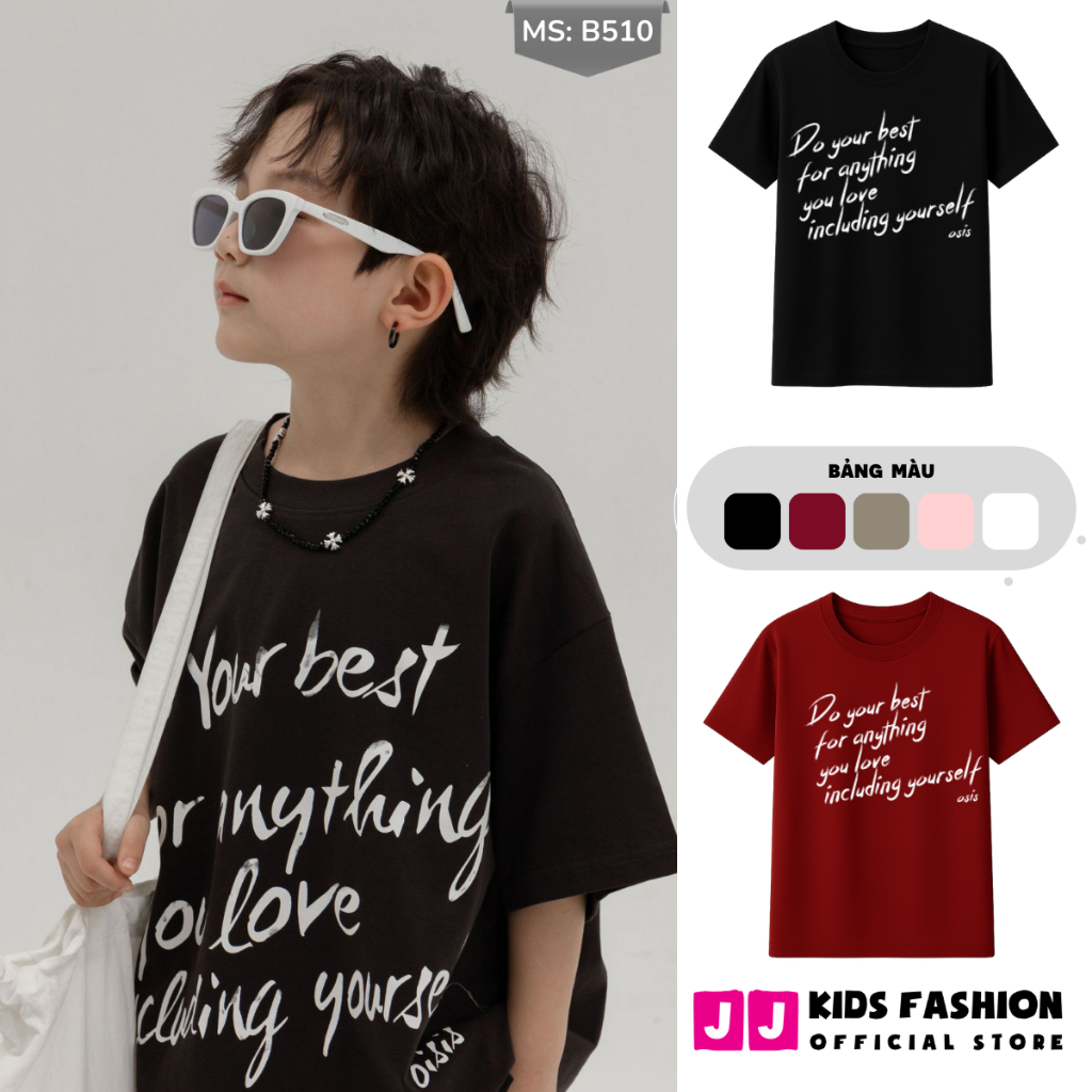 Áo Thun Ngắn Tay Mùa Hè Cho Bé Trai, Bé Gái In Hình Năng Động, Cổ Tròn B510 | JJ Kids Fashion