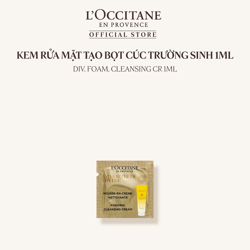 [HB GIFT] Gói Kem Rửa Mặt Cúc Trường Sinh L’Occitane Immortelle Divine Foaming Cleansing Cream 1 ml