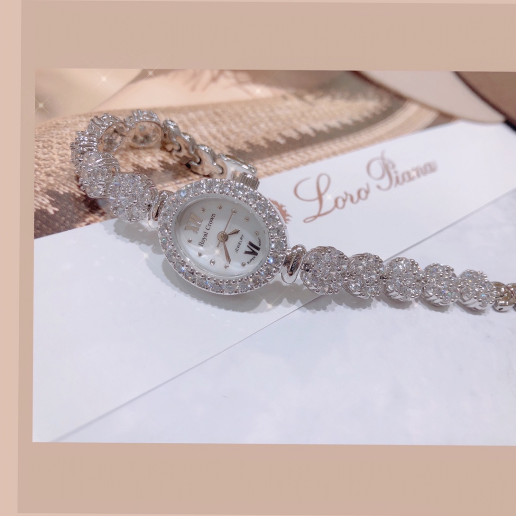 Đồng Hồ Nữ Chính Hãng Royal Crown 1516 Dây Kim Loại Đính Đá Chống Nước Chống Xước