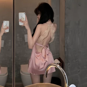 Váy ngủ lụa phối ren sexy điệu đà gợi cảm khoe lưng trần
