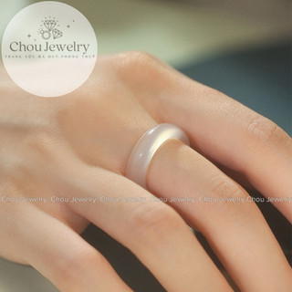 [ Hoả Tốc ] Nhẫn Mã Não Trắng Bạch Nguyệt Quang Bản 5ly Tinh Tế, Thời Trang Brazil Phong Thuỷ - Chou Jewelry