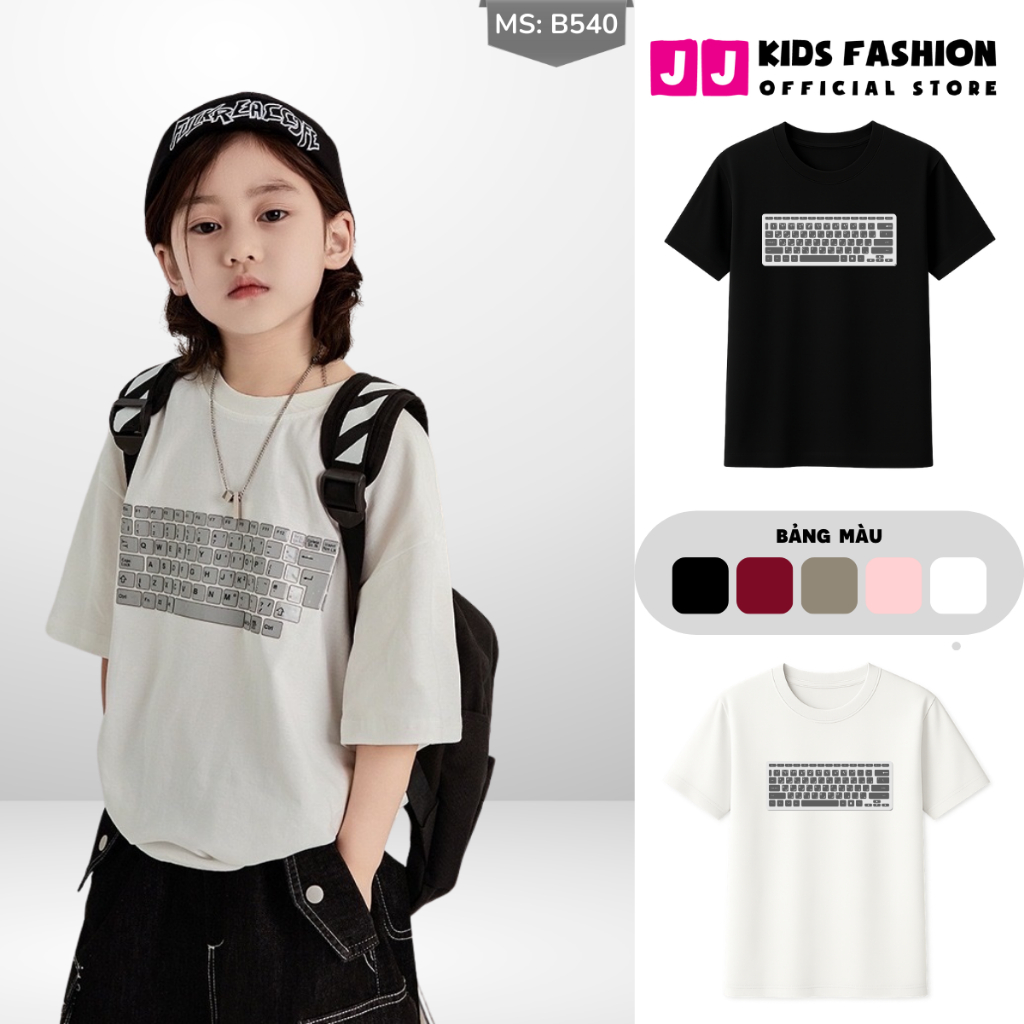 Áo Thun Ngắn Tay Mùa Hè Cho Bé Trai, Bé Gái In Hình Năng Động, Cổ Tròn B540 | JJ Kids Fashion