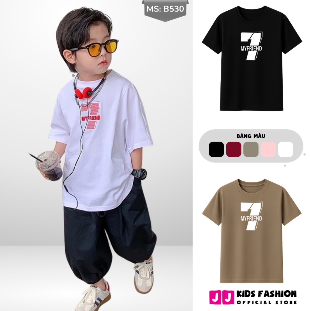 Áo Thun Ngắn Tay Mùa Hè Cho Bé Trai, Bé Gái In Hình Năng Động, Cổ Tròn B530 | JJ Kids Fashion
