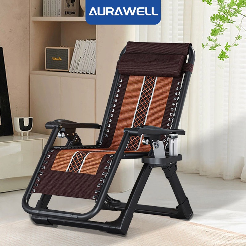 Ghế Xếp Thư Giãn AURAWELL Chất Liệu Lụa băng, ống thép vuông, Tựa lưng có thể điều chỉnh đa góc