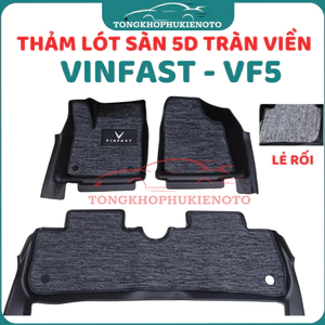 Lót sàn nhựa 5D - Vinfast VF5/Herio Green TRÀN VIỀN BẬC CHÂN chât liệu nhựa dẻo, dễ vệ sinh lau rửa và lắp đặt- bộ 3 tấm