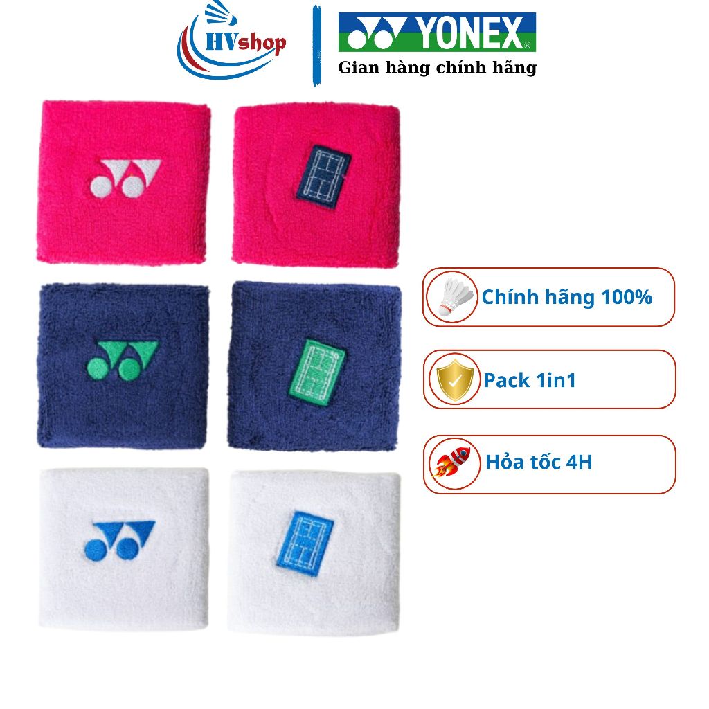 Băng chặn mồ hôi cổ tay Yonex Y024-08513 chính hãng, pack 1in1, thấm hút mồ hôi - HVShop