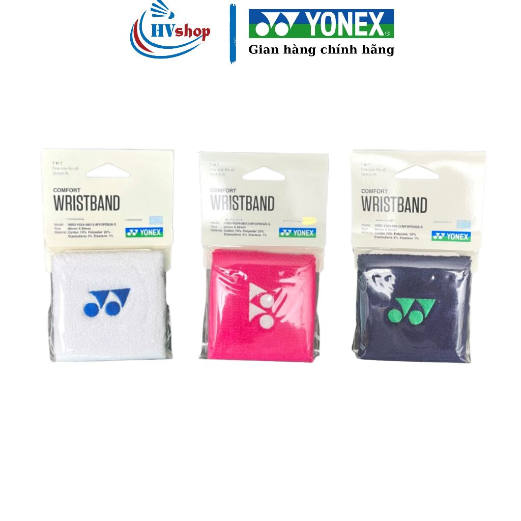 Băng chặn mồ hôi cổ tay Yonex Y024-08513 chính hãng, pack 1in1, thấm hút mồ hôi - HVShop