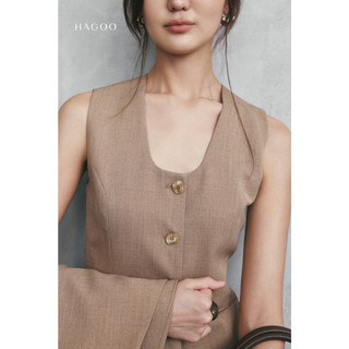 Áo Blazer nữ không ve bổ cơi đôi dài tay dáng dài HAGOO phong cách công sở thanh lịch [B8051]