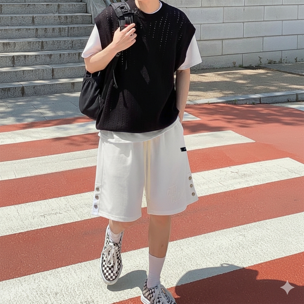 Quần short local brand Symbol City Cycle cúc bấm form rộng unisex nam nữ oversize