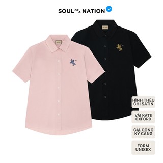 Áo Sơ Mi Tay Ngắn - THÊU SAINT GIÓNG CAO CẤP form basic,có chất vải vô cùng thoáng mát, mềm mại - SOUL OF A NATION