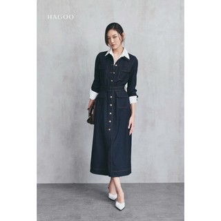 Váy Denim túi ốp diễu chỉ trang trí HAGOO phong cách hiện đại thanh lịch [V9039]