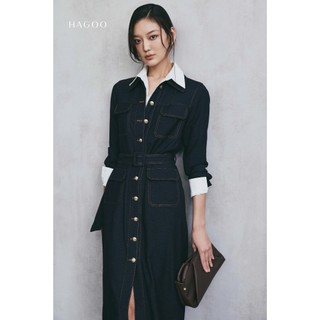 Váy Denim túi ốp diễu chỉ trang trí HAGOO phong cách hiện đại thanh lịch [V9039]