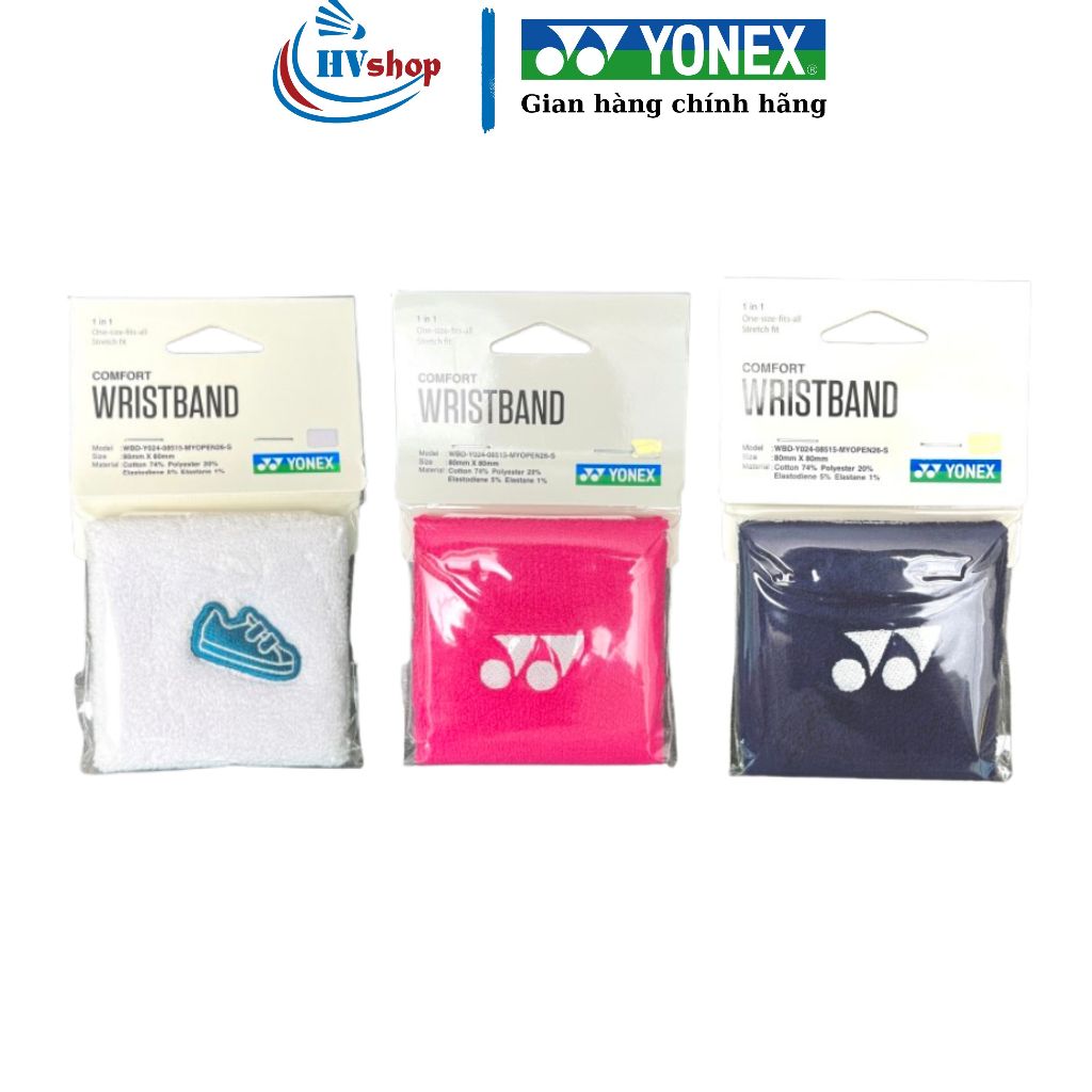Băng chặn mồ hôi cổ tay Yonex Y024-08515 chính hãng, pack 1in1, thấm hút mồ hôi - HVShop