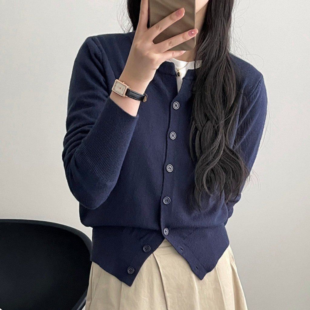 Áo len cardigan dài tay LACHI chất liệu dệt kim cổ tròn phong cách Hàn Quốc trẻ trung nữ tính LC-AL11 | BigBuy360 - bigbuy360.vn
