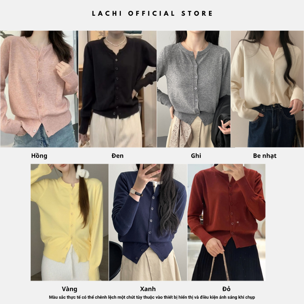 Áo len cardigan dài tay LACHI chất liệu dệt kim cổ tròn phong cách Hàn Quốc trẻ trung nữ tính LC-AL11 | BigBuy360 - bigbuy360.vn