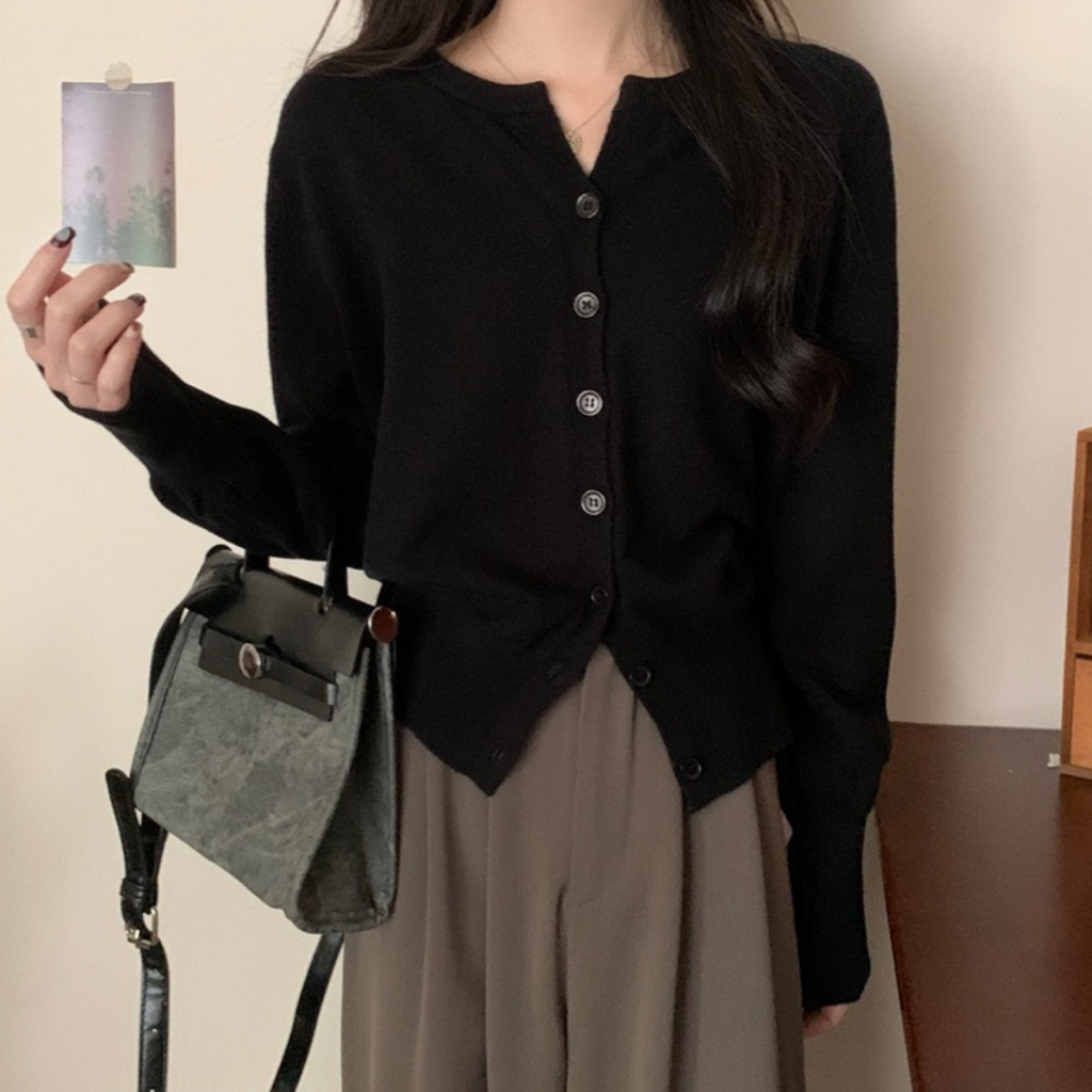 Áo len cardigan dài tay LACHI chất liệu dệt kim cổ tròn phong cách Hàn Quốc trẻ trung nữ tính LC-AL11 | BigBuy360 - bigbuy360.vn